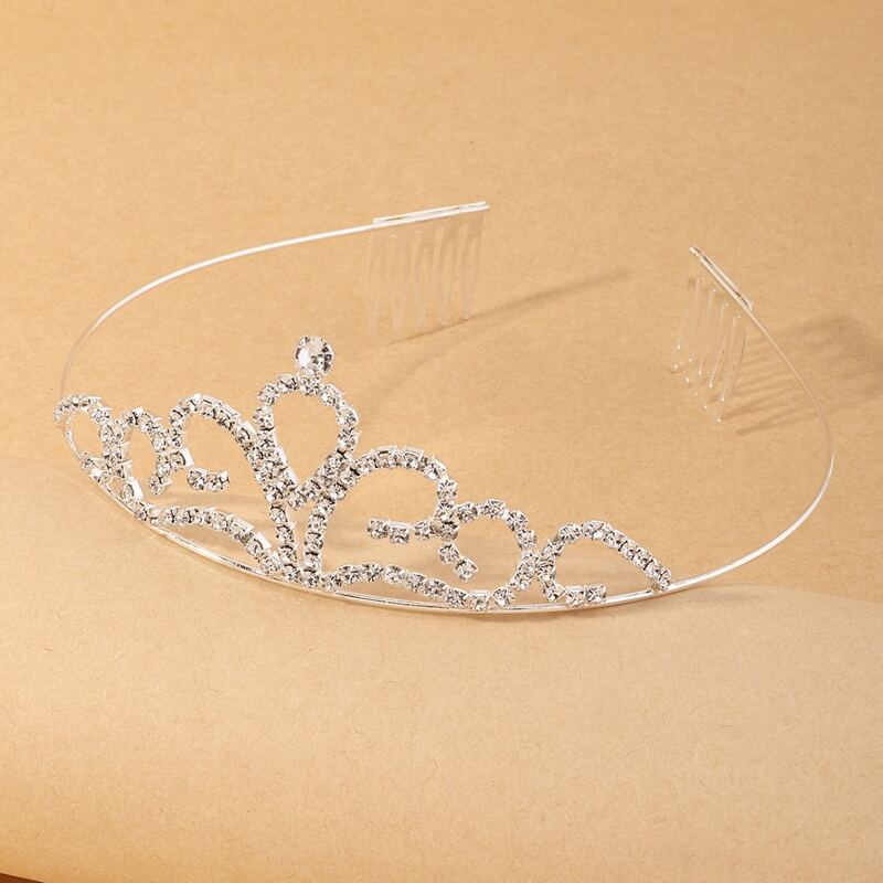 

Rhinestone Crown Design Headband, Silver