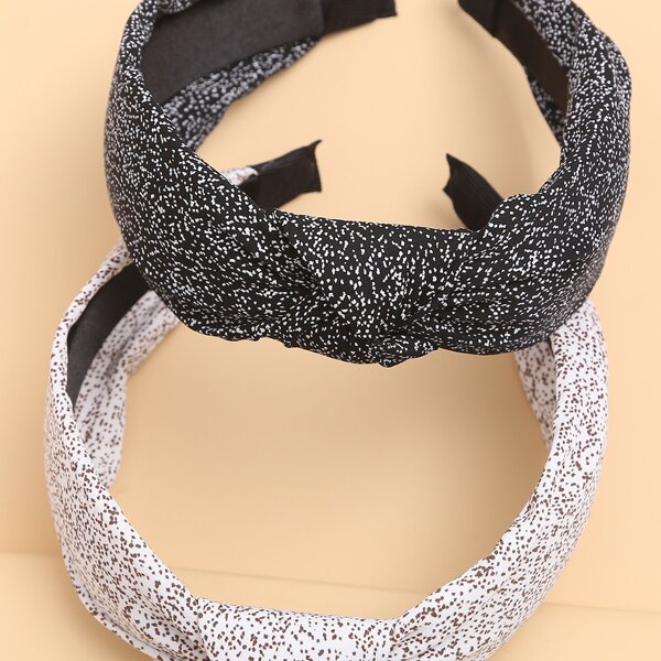 

2pcs Allover Graphic Hair Hoop, Multicolor