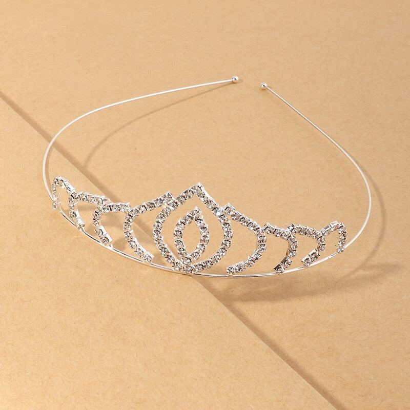 

Rhinestone Crown Design Headband, Silver