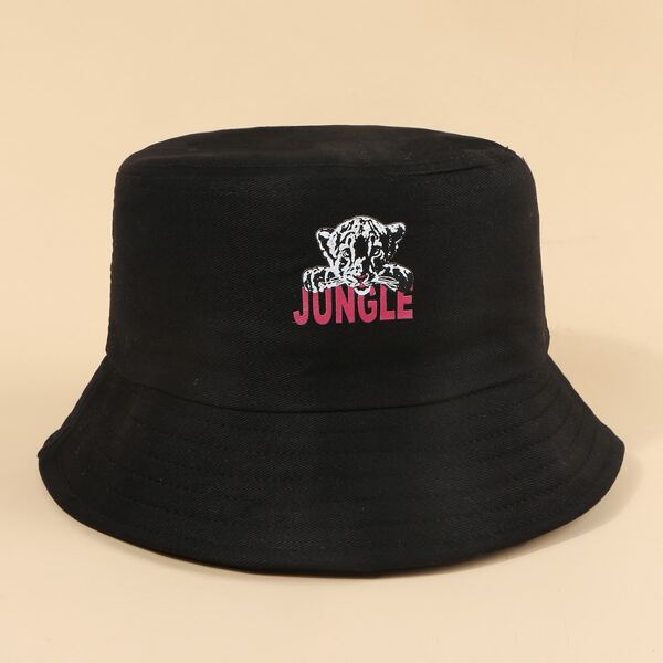

Letter Graphic Bucket Hat, Black