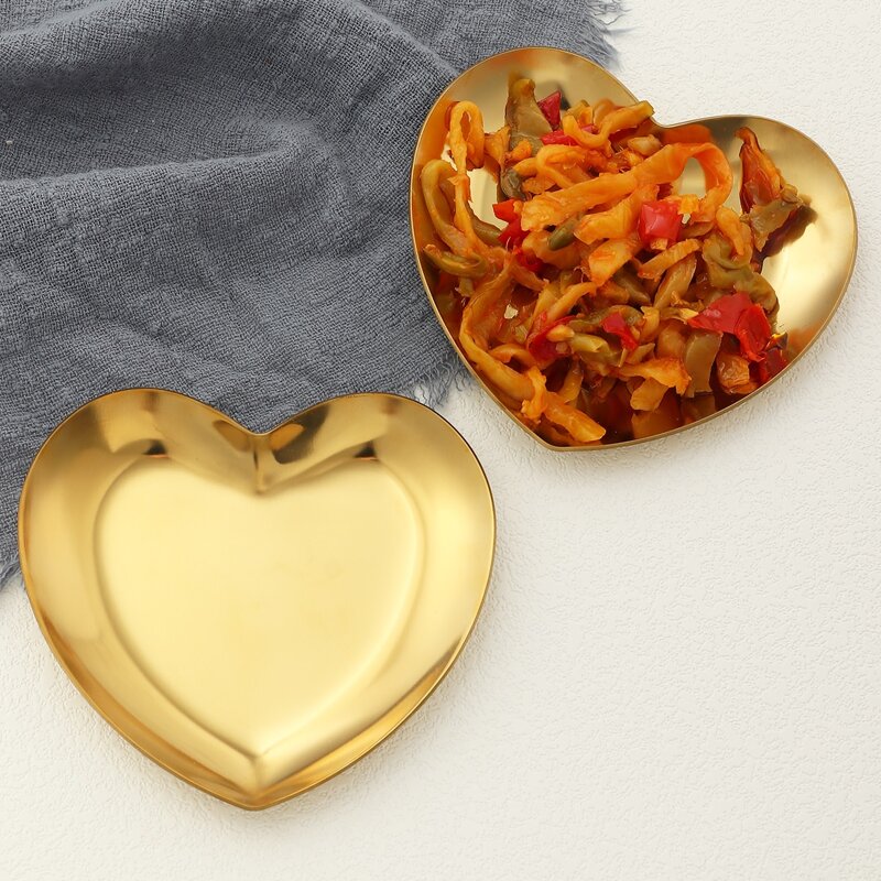 

1pc Heart Shaped Tray, Gold