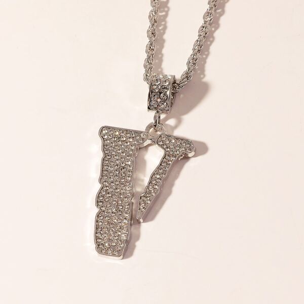 

Men Letter Charm Necklace, Silver