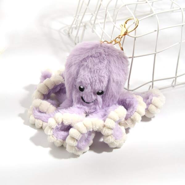 

Cartoon Plush Keychain, Mauve purple