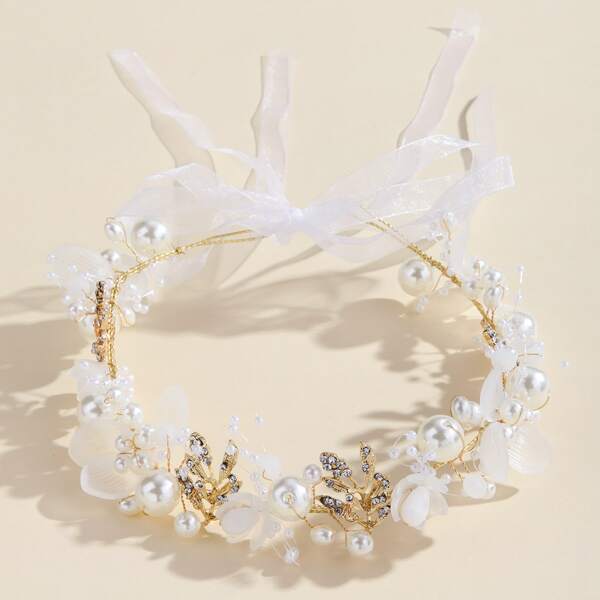 

Faux Pearl & Rhinestone Decor Hair Accessory, Gold