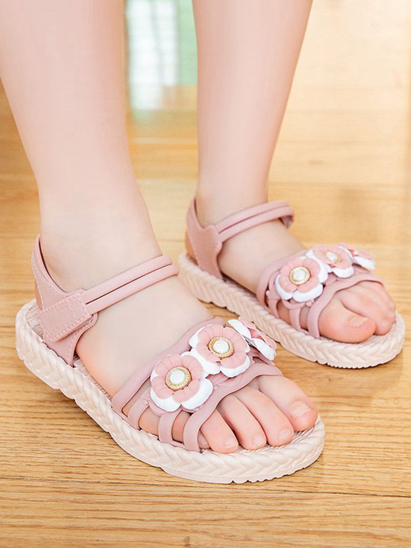 Sandalias de niñas con diseño de flor - Rosa - Ver 1