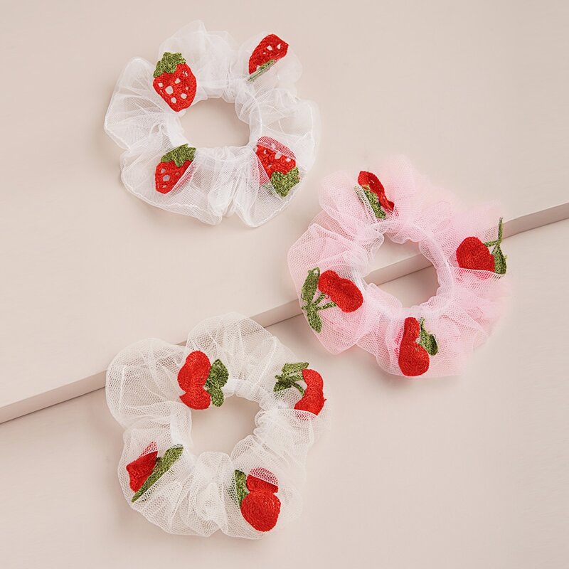 

3pcs Fruit Print Scrunchie, Multicolor