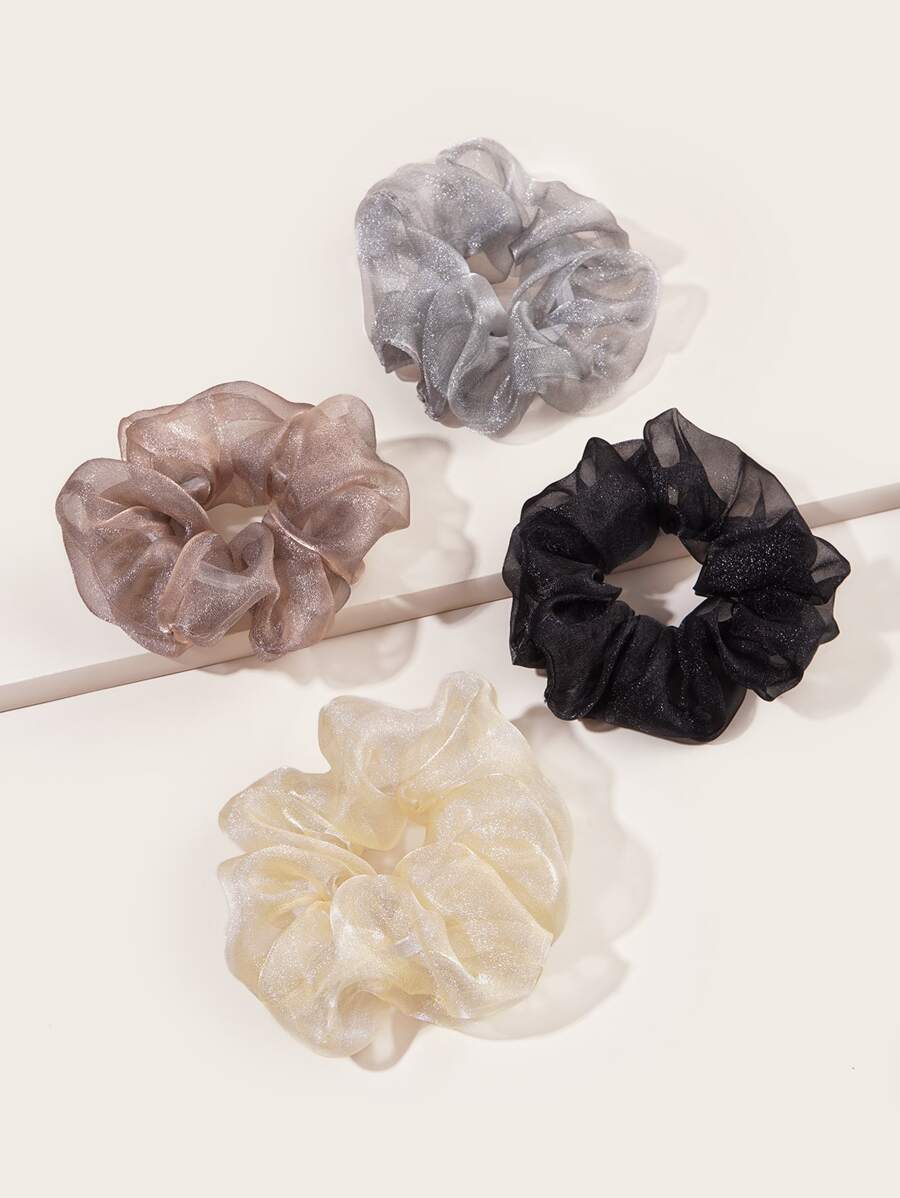 4pcs Simple Plain Scrunchie Elegant Scrunchies Hair Ties Scrunchy Hair Ties