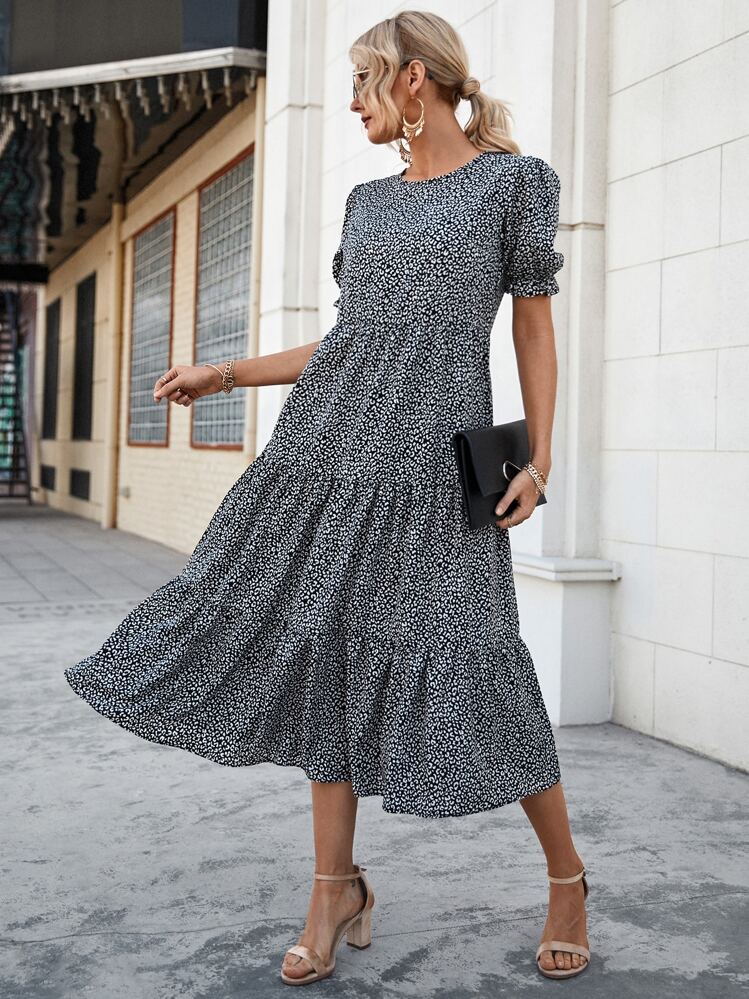 SHEIN LUNE Allover Print Swing Smock Dress | SHEIN EUR