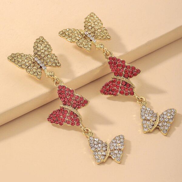 

Rhinestone Butterfly Decor Drop Earrings, Multicolor