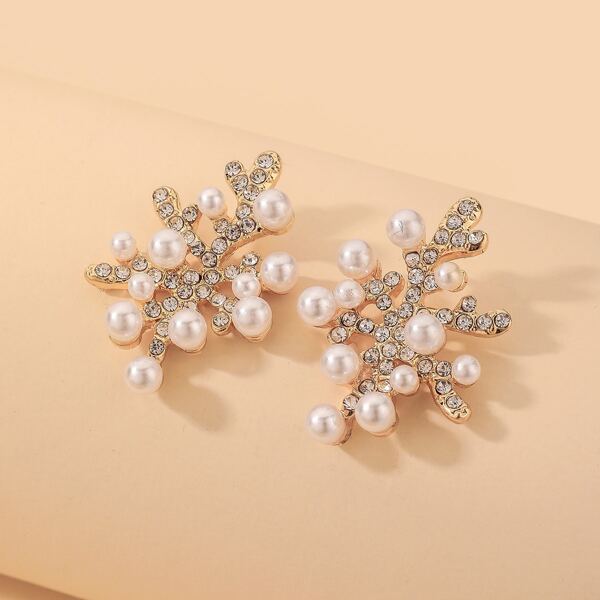 

Faux Pearl Decor Stud Earrings, Gold