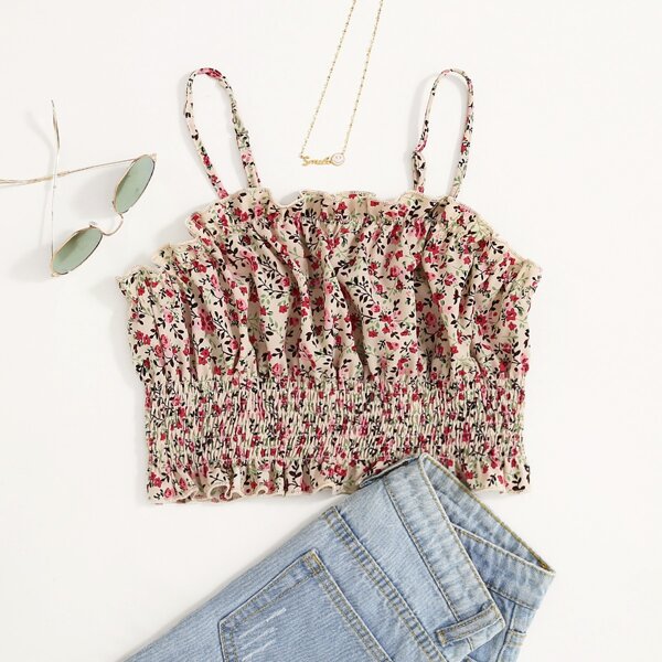 

Ditsy Floral Shirred Cami Top, Multicolor