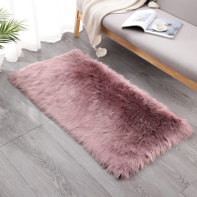 

1pc Solid Color Plush Carpet, Dusty pink