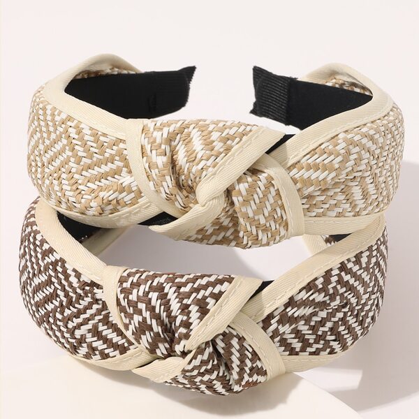 

2pcs Woven Design Hair Hoop, Multicolor