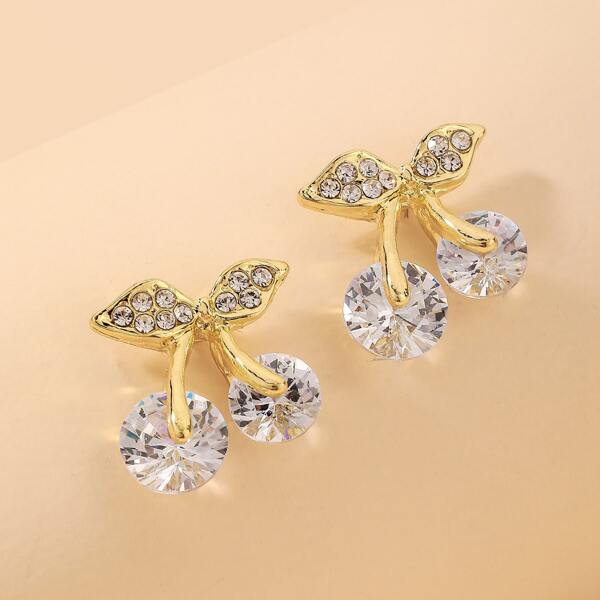 

Rhinestone Fruit Decor Stud Earrings, Gold