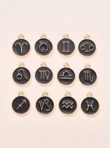 Circular Zodiac Pattern Fashion Jewelry Accessories, Suitable For DIY Handcraft