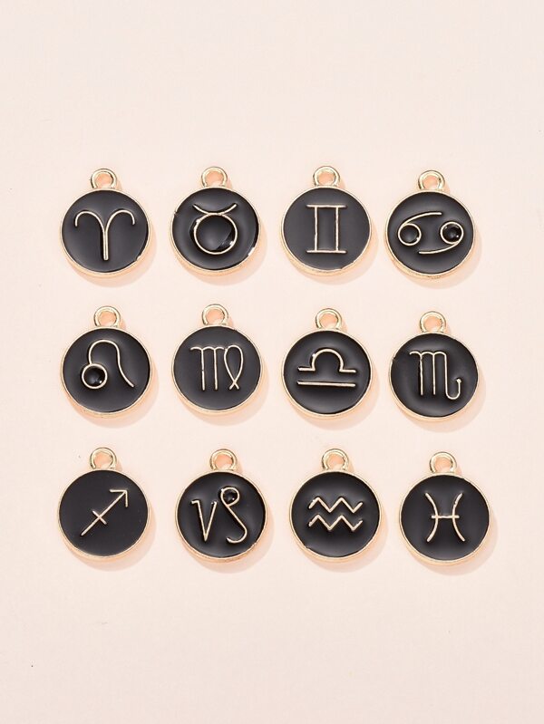 Circular Zodiac Pattern Fashion Jewelry Accessories, Suitable For DIY Handcraft