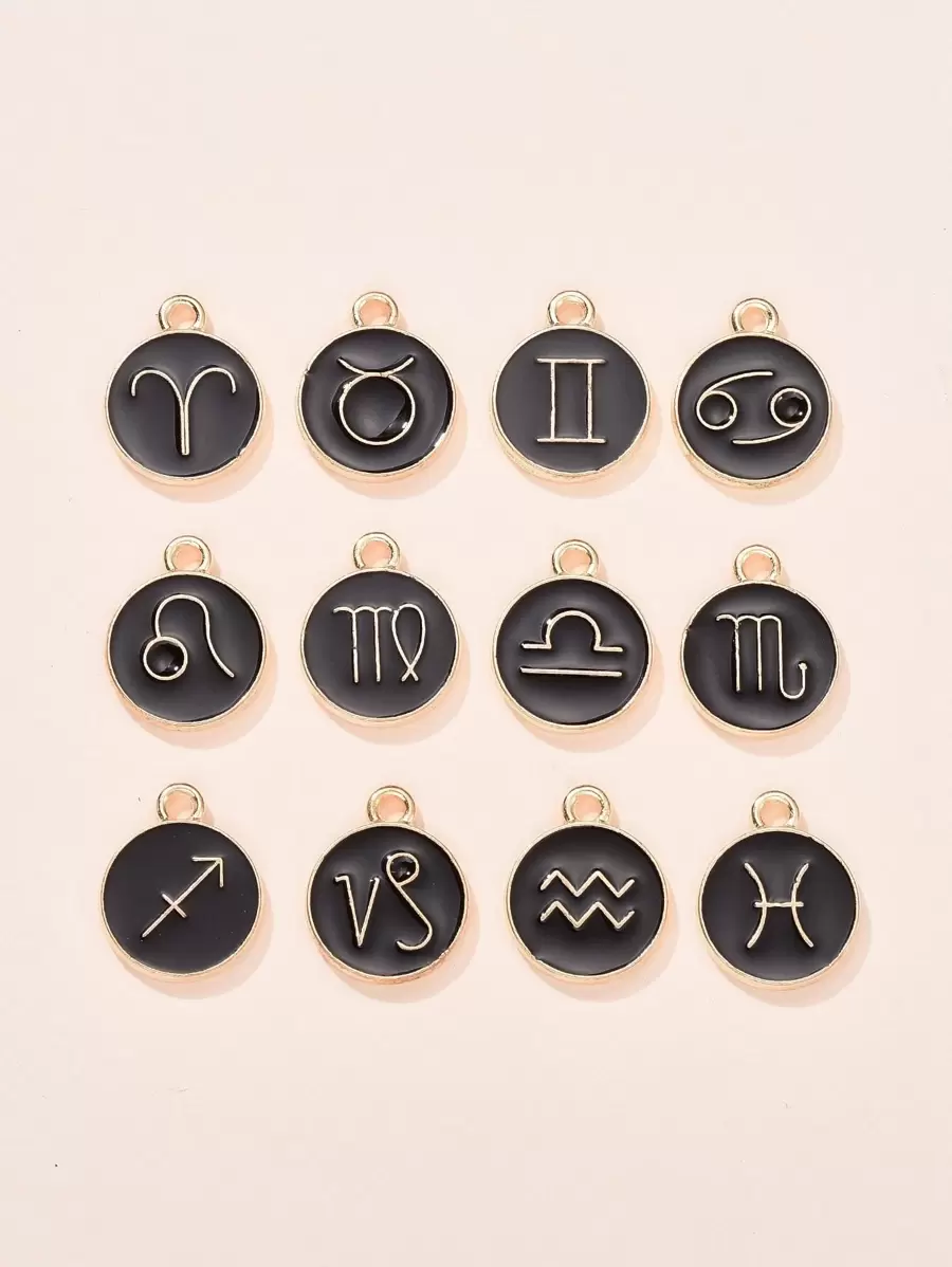 Circular Zodiac Pattern Fashion Jewelry Accessories, Suitable For DIY Handcraft
