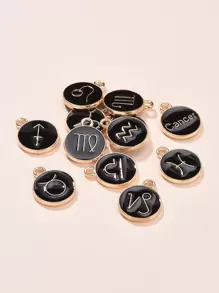 Circular Zodiac Pattern Fashion Jewelry Accessories, Suitable For DIY Handcraft