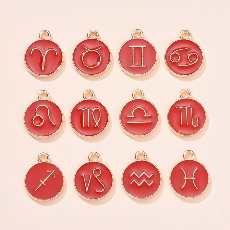

12pcs Jewelry Constellation Charm, Red