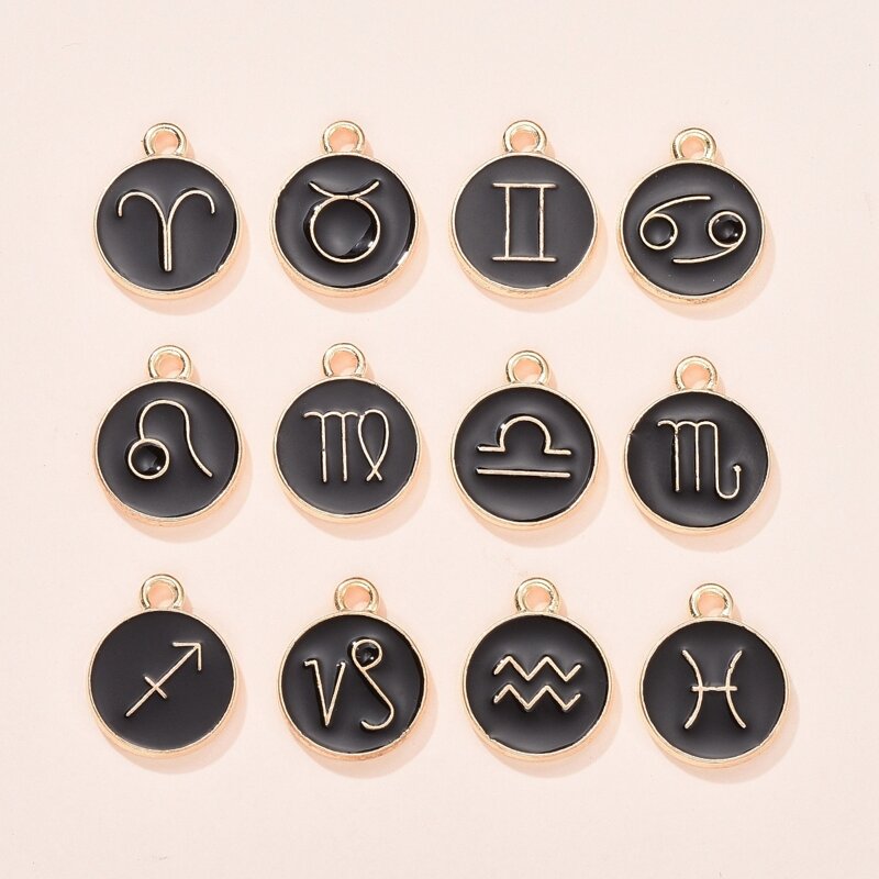 

12pcs Jewelry Constellation Charm, Black