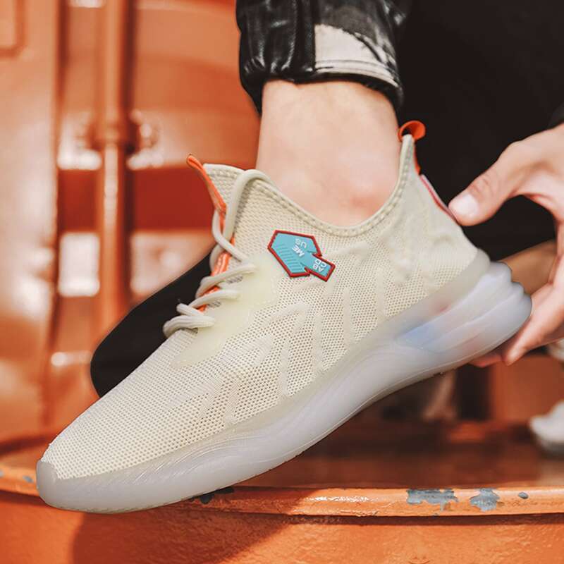 

Guys Lace Up Decor Low Top Sneakers, Beige