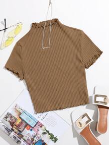 SHEIN Qutie Women T-Shirts - Mocha Brown - View 1