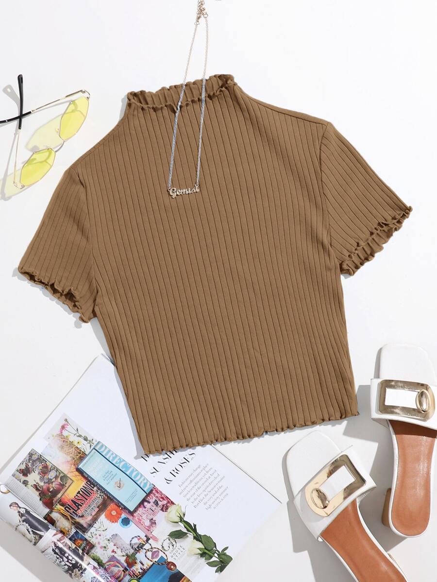 SHEIN Qutie Women T-Shirts - Mocha Brown - View 1