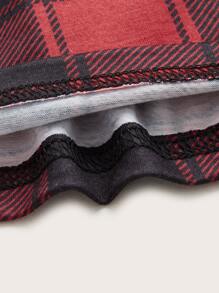 SHEIN LUNE Plus Plaid Lace Up Hanky Hem Dress - Multicolor - View 4