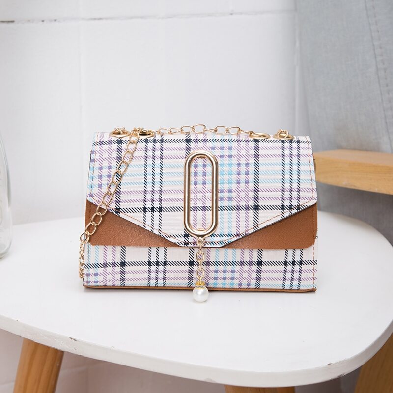 

Plaid Chain Crossbody Bag, Multicolor
