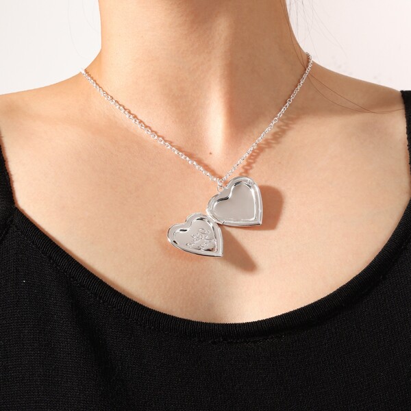 

Letter Engraved Heart Charm Necklace, Silver