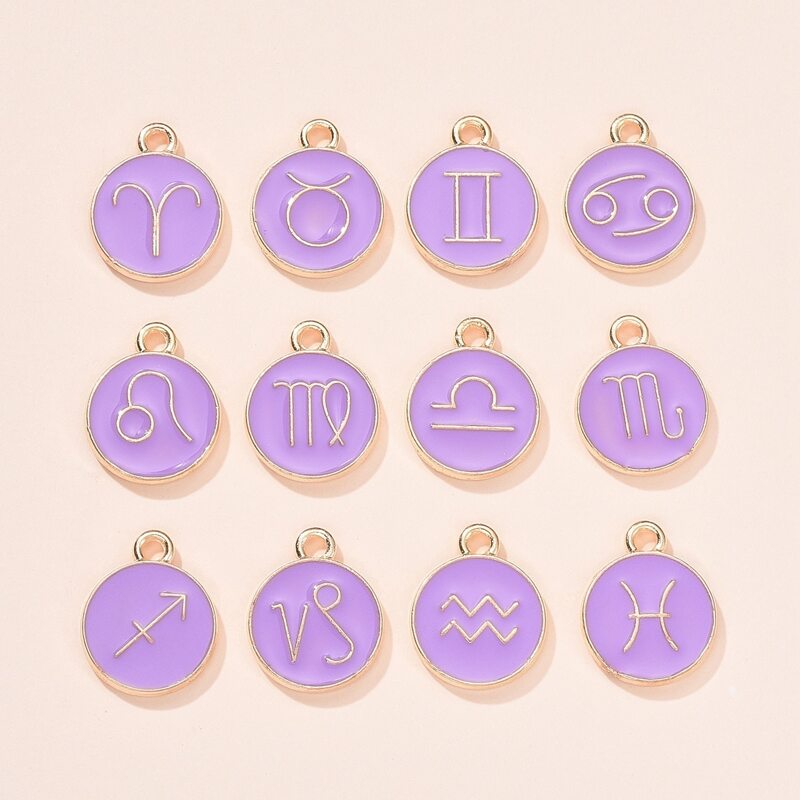 

12pcs Jewelry Constellation Charm, Purple