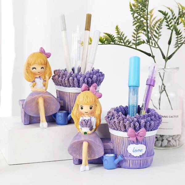 

1pc Random Cartoon Girl Pen Holder, Multicolor