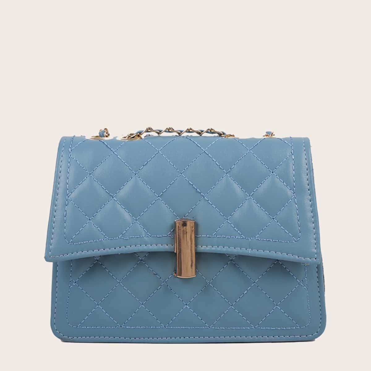 

Quilted Chain Crossbody Bag, Blue
