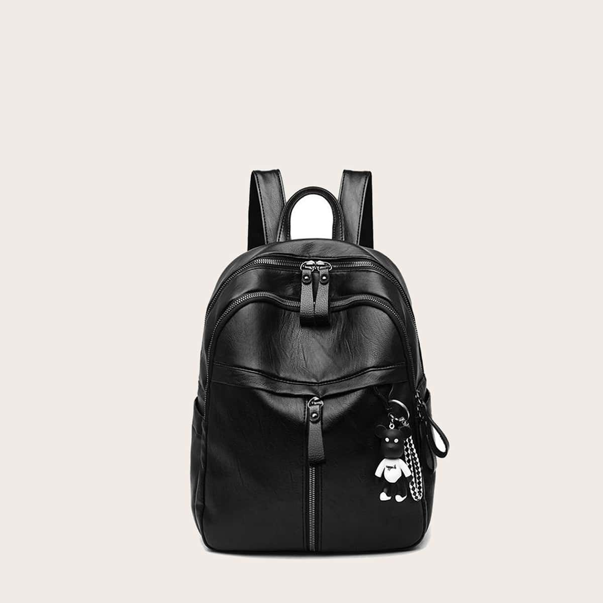 

Solid Zip Backpack, Black