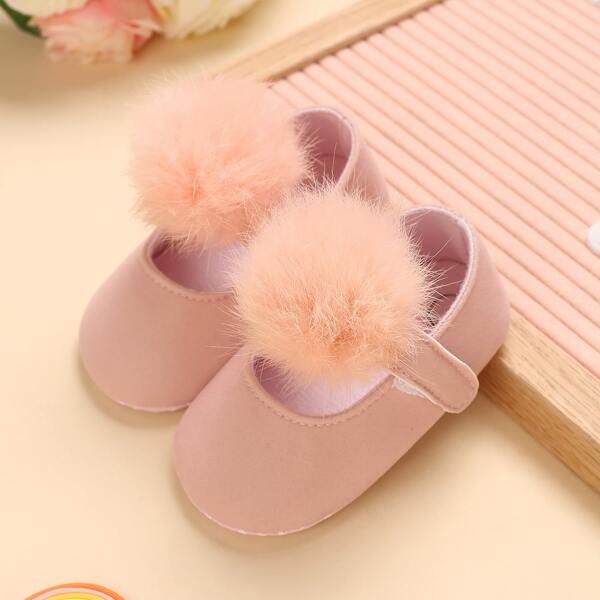 

Baby Girl Pom-pom Decor Flats, Pink