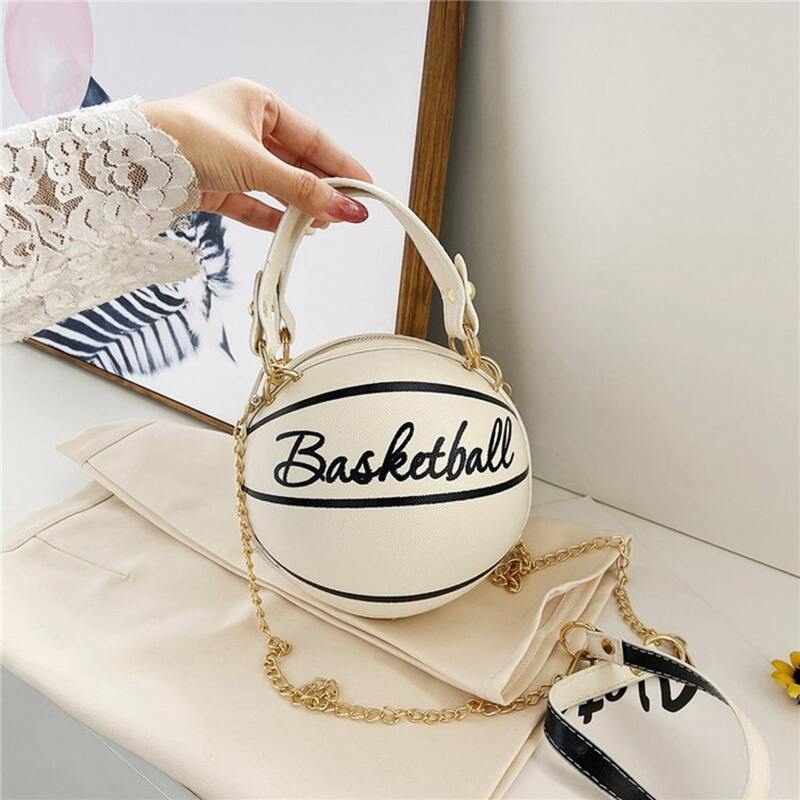 

Basketball Shaped Satchel Bag, White