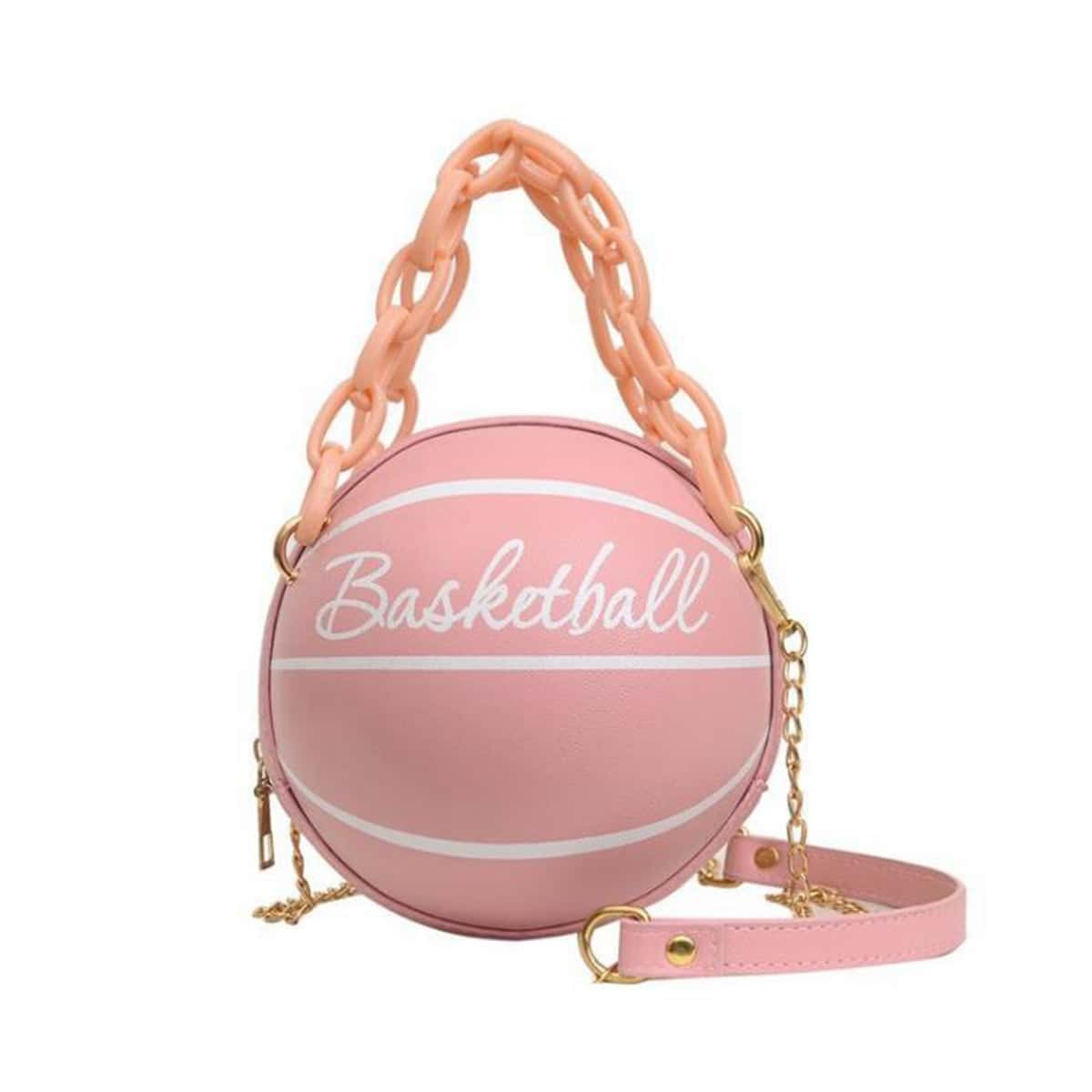 

Basketball Shaped Satchel Bag, Pink