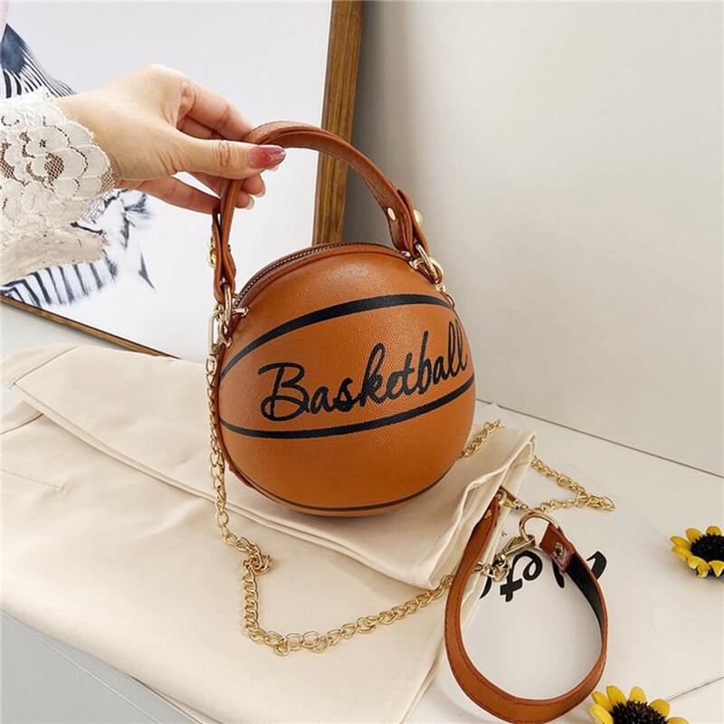 

Basketball Shaped Satchel Bag, Brown