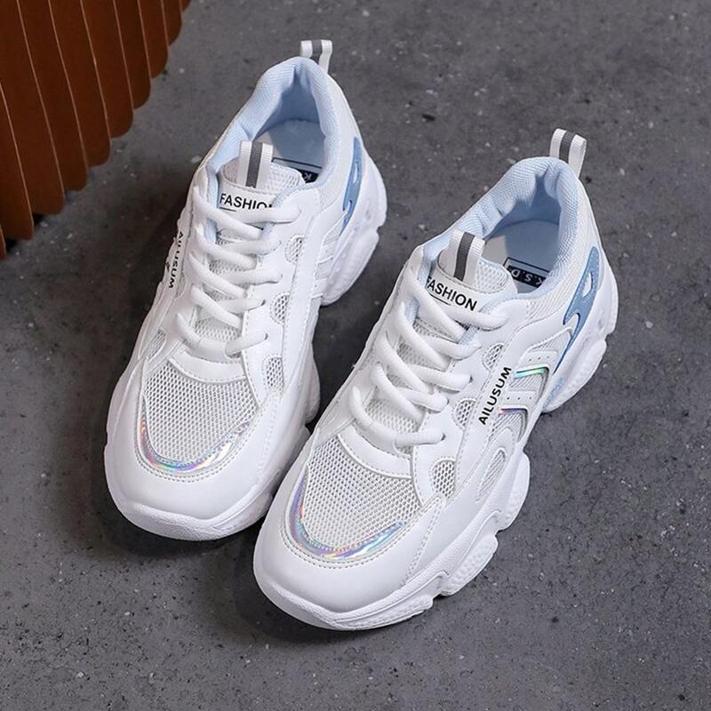 

Lace-up Mesh Chunky Sneakers, White