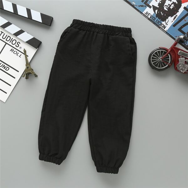 

Toddler Boys Solid Tapered Pants, Black