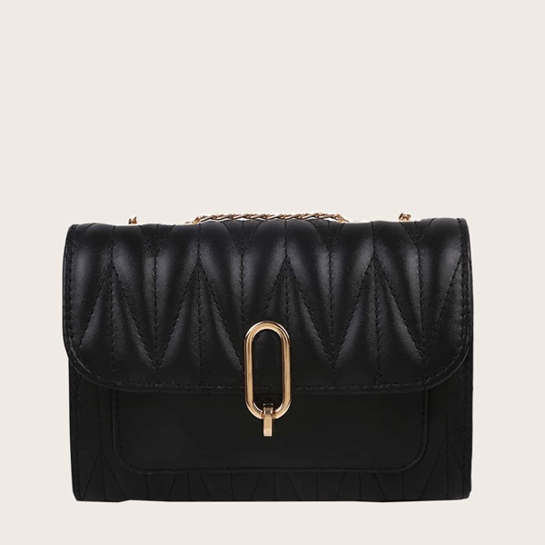 

Quilted Chain Shoulder Bag, Black