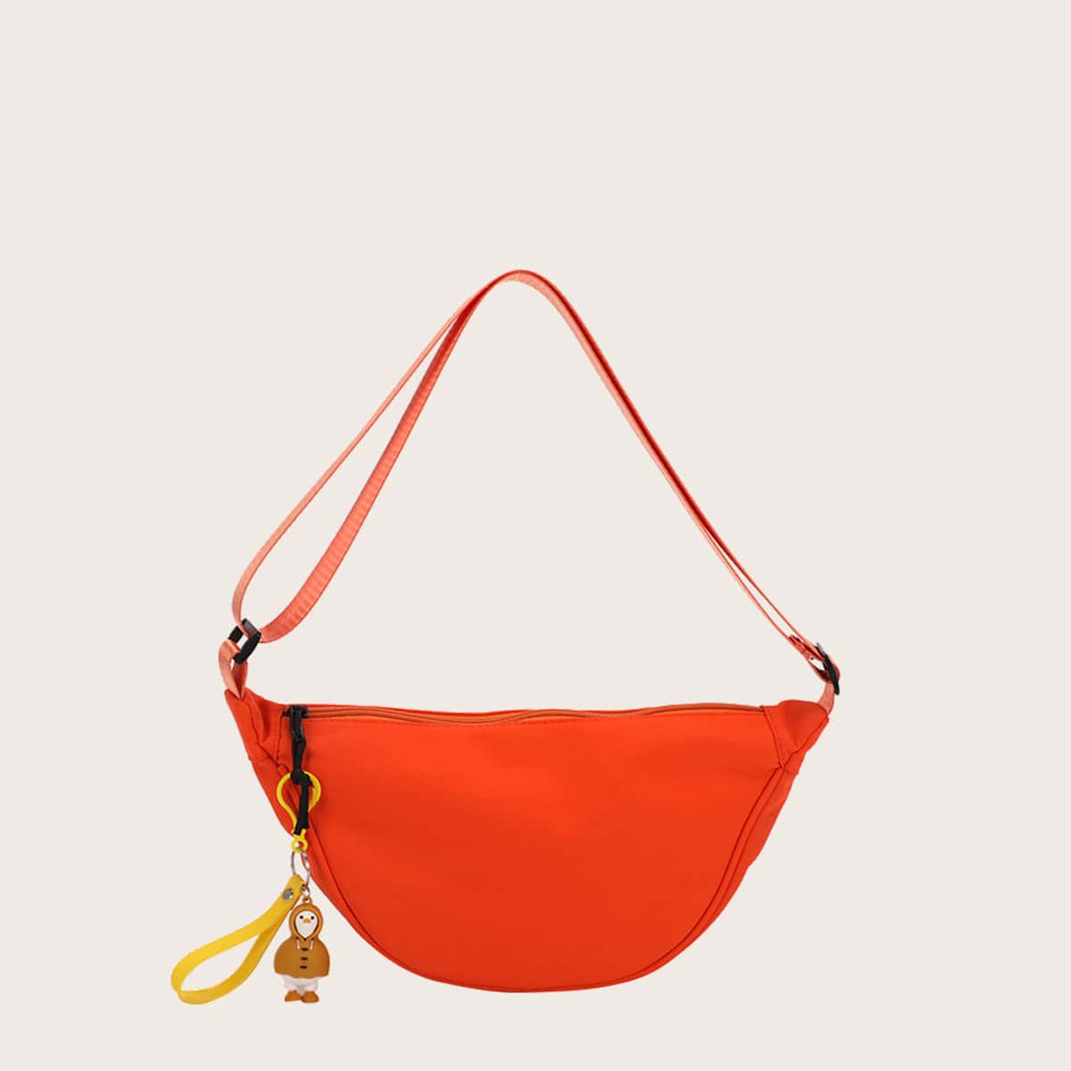 

Solid Zip Crossbody Bag, Coral orange