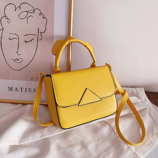 

Minimalist Flap Satchel Bag, Mustard yellow