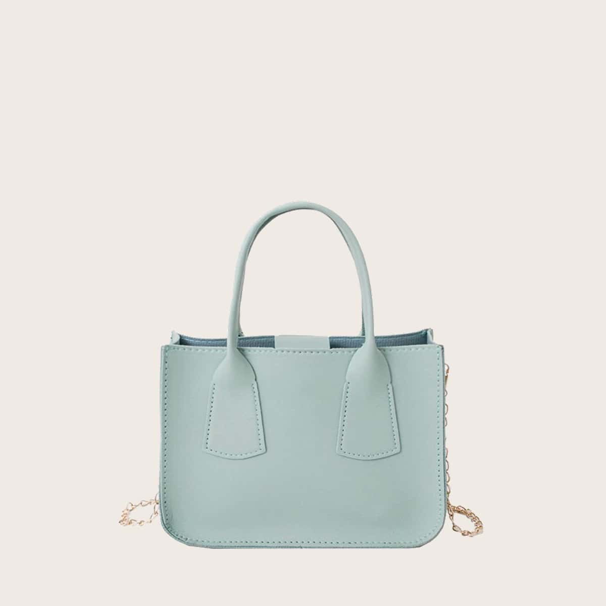 

Solid Chain Satchel Bag, Blue