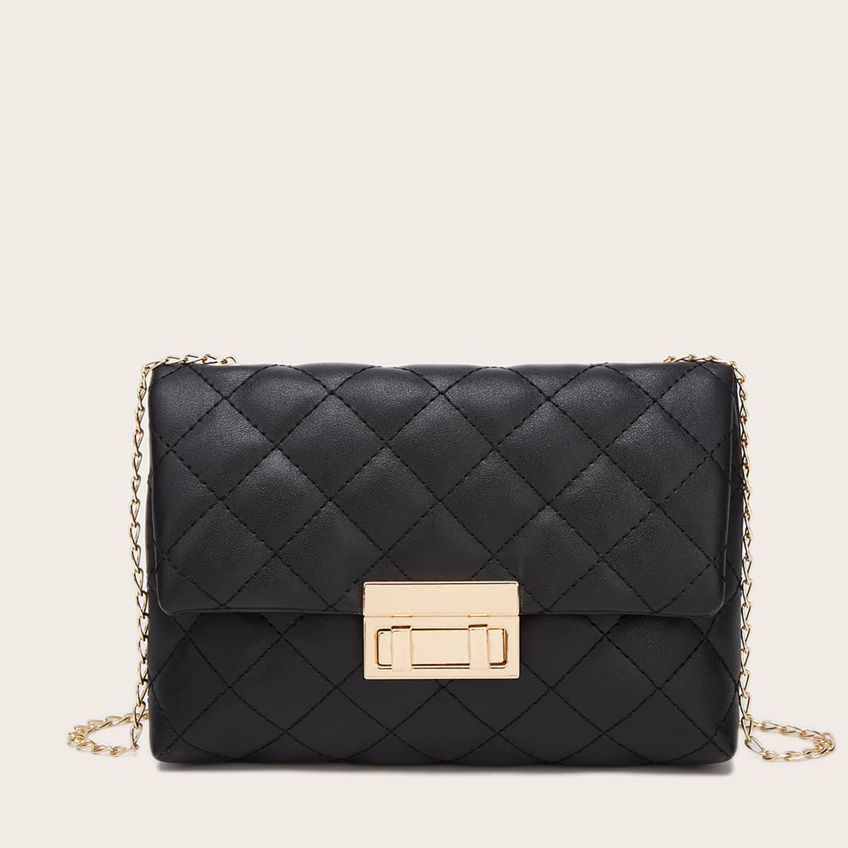 

Quilted Chain Crossbody Bag, Black