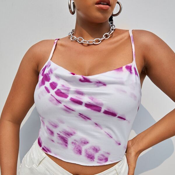 

Plus Tie Dye Draped Cami Top, Multicolor