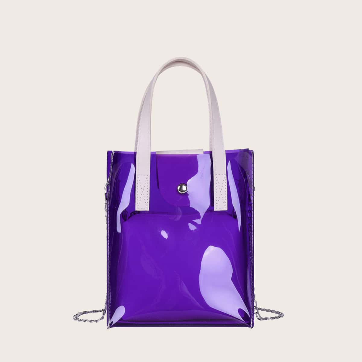 

Chain Satchel Bag With Inner Pouch, Purple