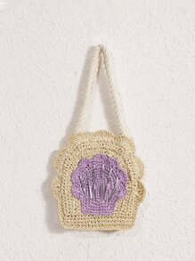 Bolso bandolera de paja - Beis - Ver 1