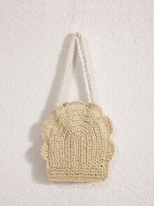 Bolso bandolera de paja - Beis - Ver 2