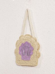 Bolso bandolera de paja - Beis - Ver 3